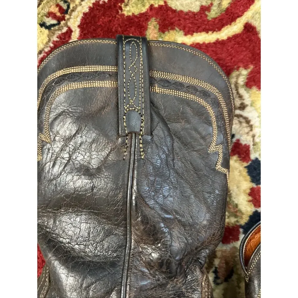 Vintage Lucchese 2000 Classic Western Boots 8 Brown Leather Mens Cowboy Western